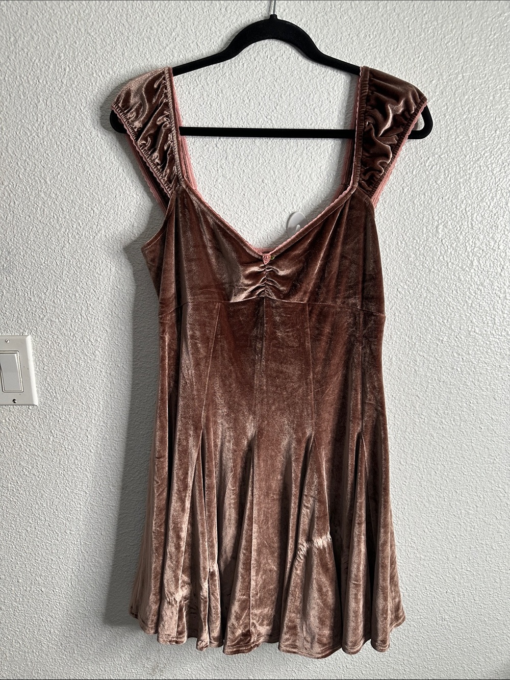 Free people Velvet V-Neck A-Line Dress in Dusty Rose size M